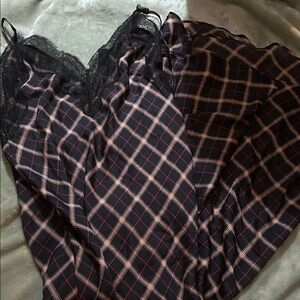 Victoria's Secret Black and Pink Plaid Chemise